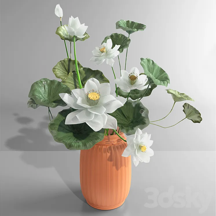 White Lotus Water Lily Vase bouquet vase pond 3DS Max Model