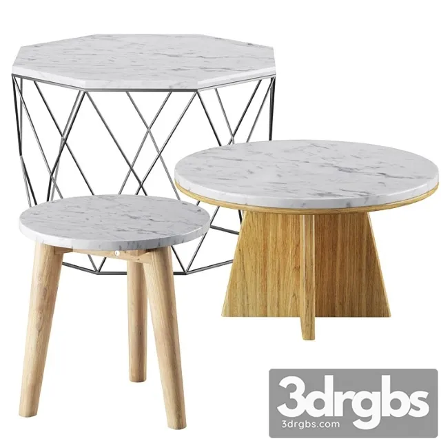 White marble coffee table set octagonal priscille and echos