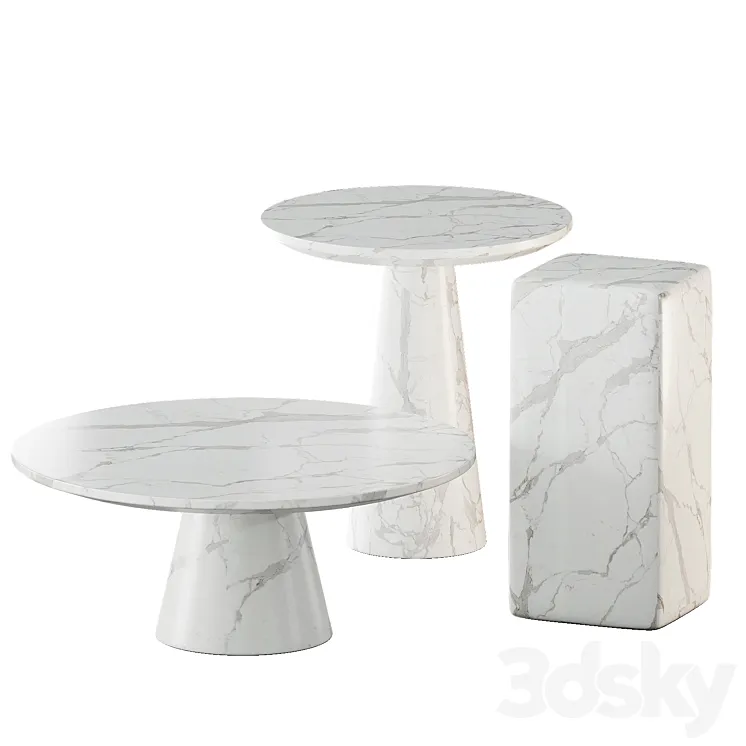 White marble tables set | Pols Potten 3DS Max