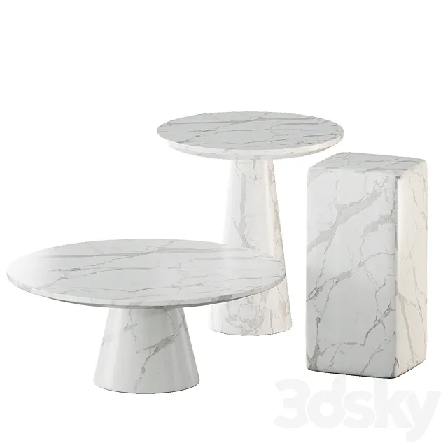 White marble tables set | Pols Potten 3DSMax File