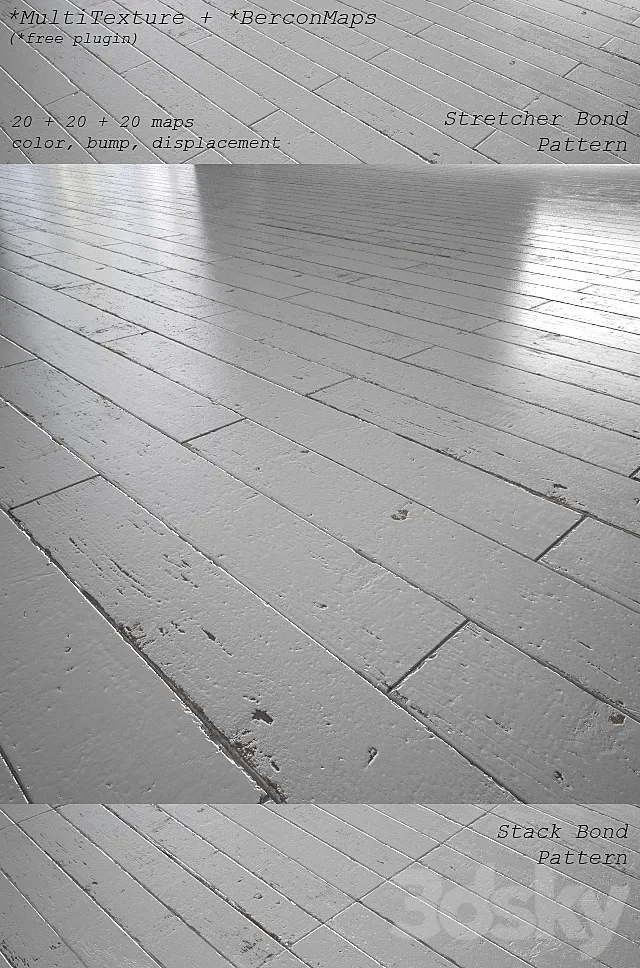 White Painted wood floor – MultiTexture 3DSMax File