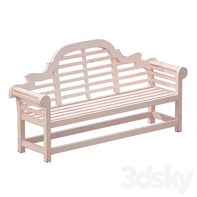 White park bench with backrest 3ds Max