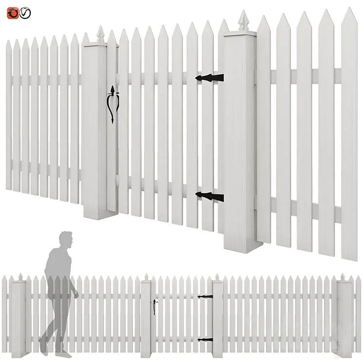 White picket fence_03 3DS Max