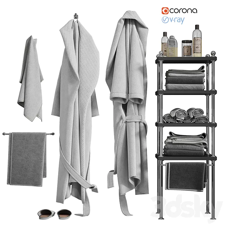White robe and towels 3DS Max