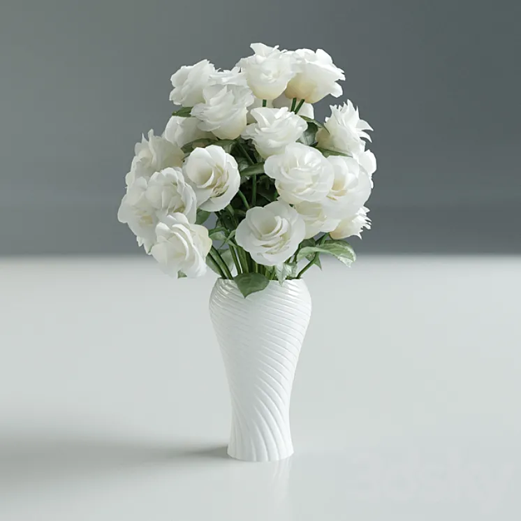 White Rose in Vase 3DS Max