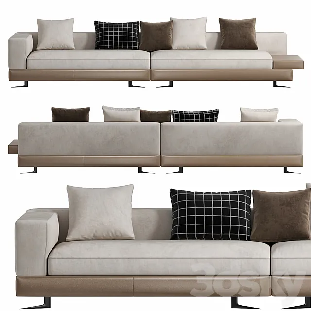 White Saddle Hide Sofa by Minotti 3ds Max