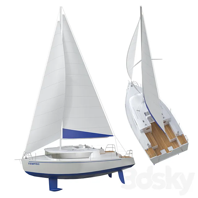 White sailing yacht 3ds Max