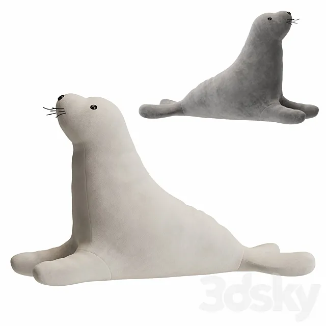 White Seal Plush Toy 3ds Max