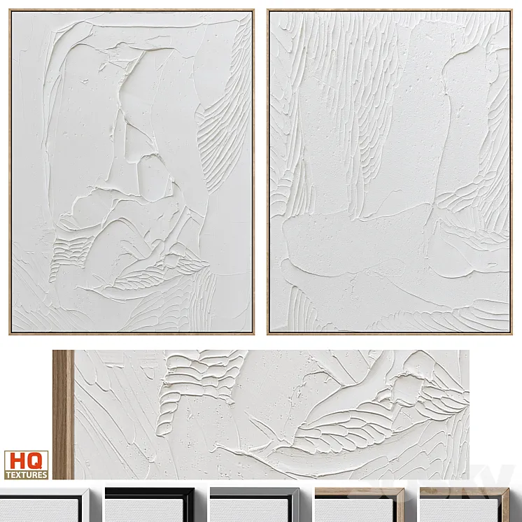 White Textural Plaster Wall Art C-438 3DS Max Model