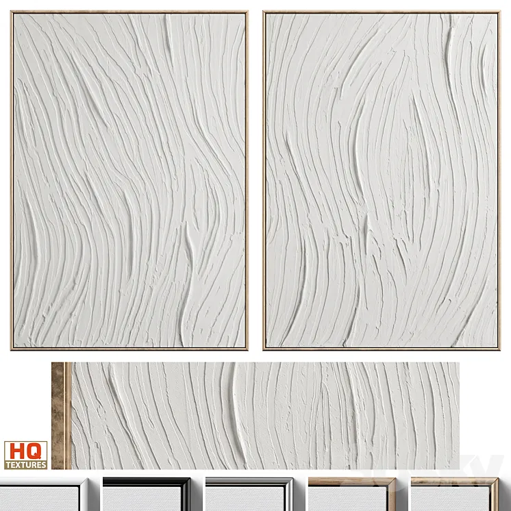 White Textural Plaster Wall Art C-455 3DS Max