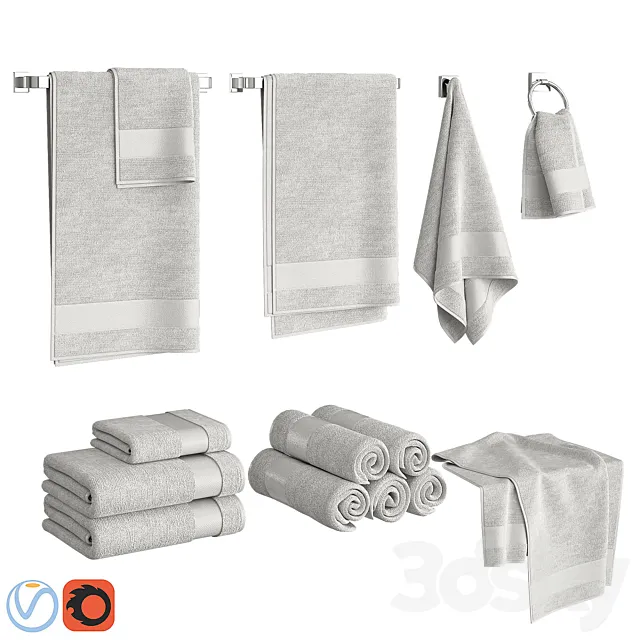 White Towels Set 3DSMax File