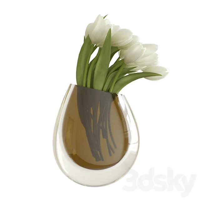 White tulips in a vase 3ds Max