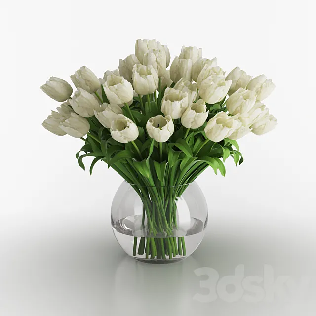 White tulips in a vase 3DSMax File