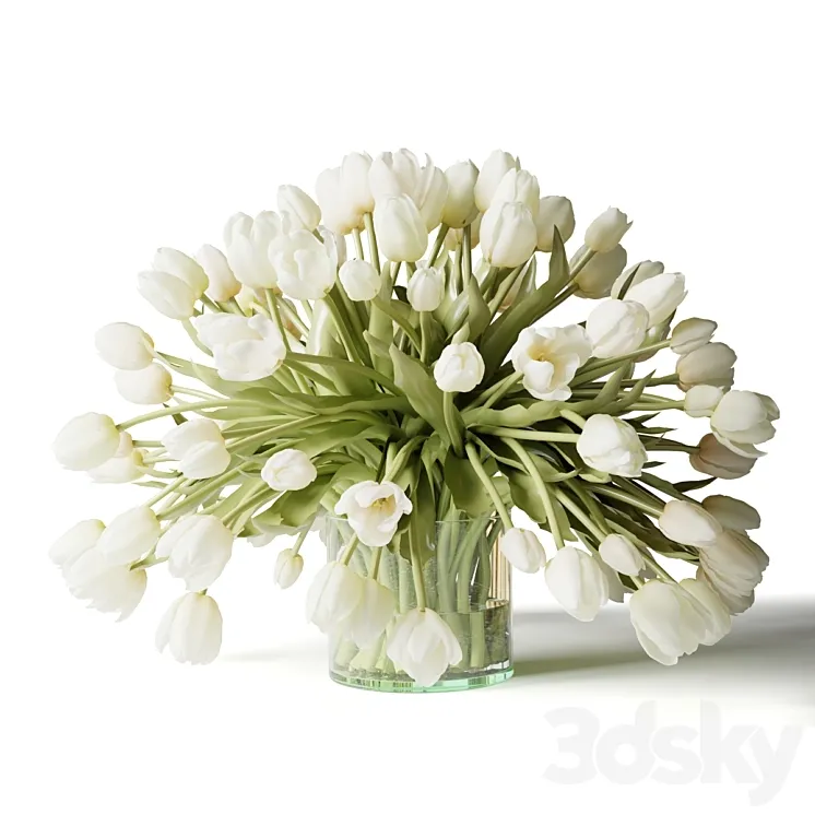 White tulips in a vase a bouquet of flowers 3DS Max Model