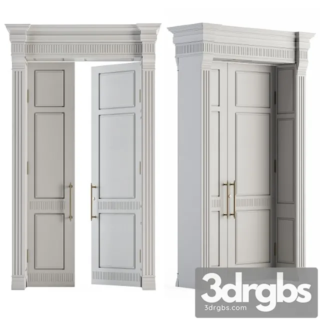 White Wooden Classic Door Set 27 3dsmax Download