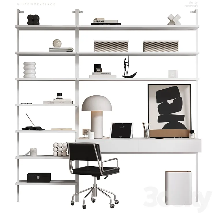 white workplace 3DS Max Model