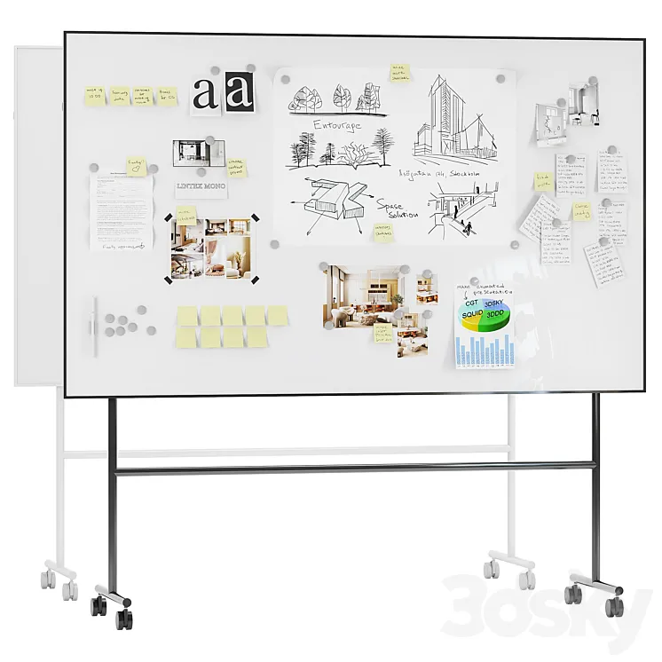 Whiteboard magnetic partition Lintex MONO 3DS Max Model