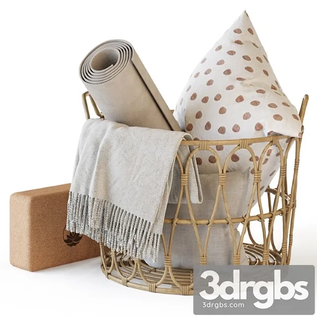 Wicker Basket With Yoga Accessories 3dsmax Download