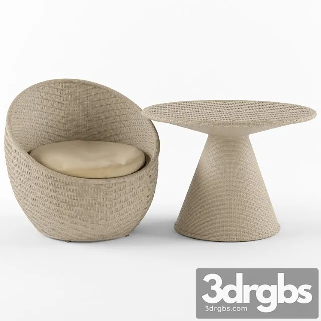 Wicker chair and table nautilus komforta 2 3dsmax Download