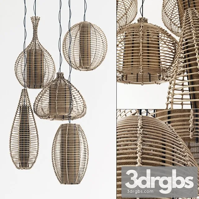 Wicker chandeliers made of thin rattan no. 1