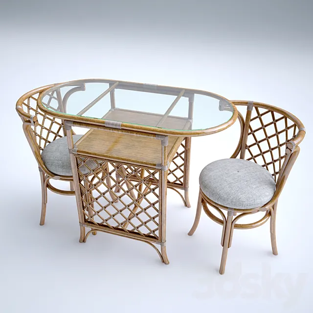 Wicker furniture 3ds Max