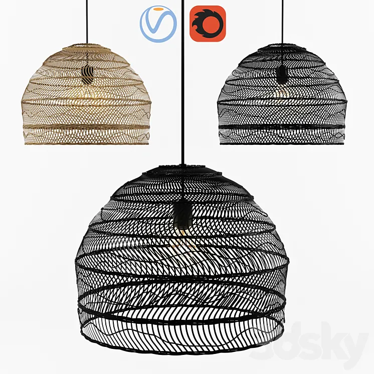 Wicker Hanging Lamp – HK living 3DS Max