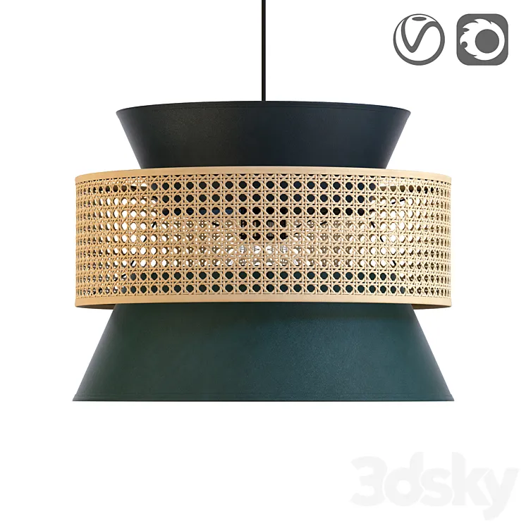 Wicker lampshade for DOLKIE chandelier 3DS Max