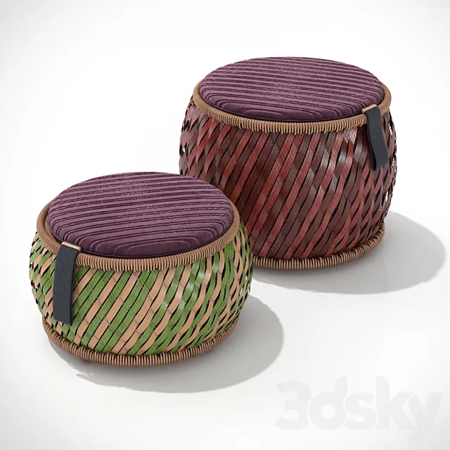 Wicker ottomans DEDON DALA 3DS Max Model