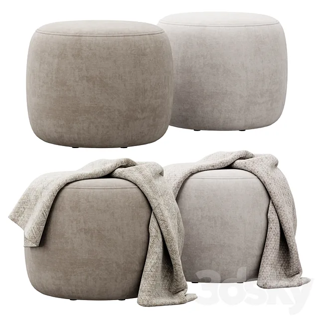 Wide Velvet Round Footstool Ottoman by Gardeco 3DS Max Model