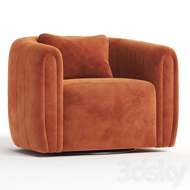 Wide Velvet Swivel Barrel Chair 3ds Max