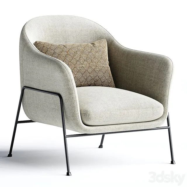 Wiley Ivory White Sherpa Armchair 3dsMax Model