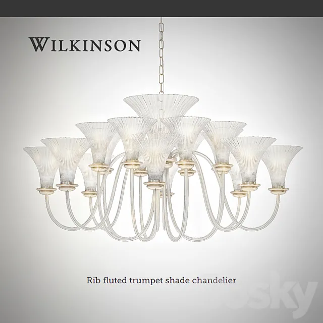 Wilkinson-plc_Rib fluted trumpet shade chandelier 3ds Max