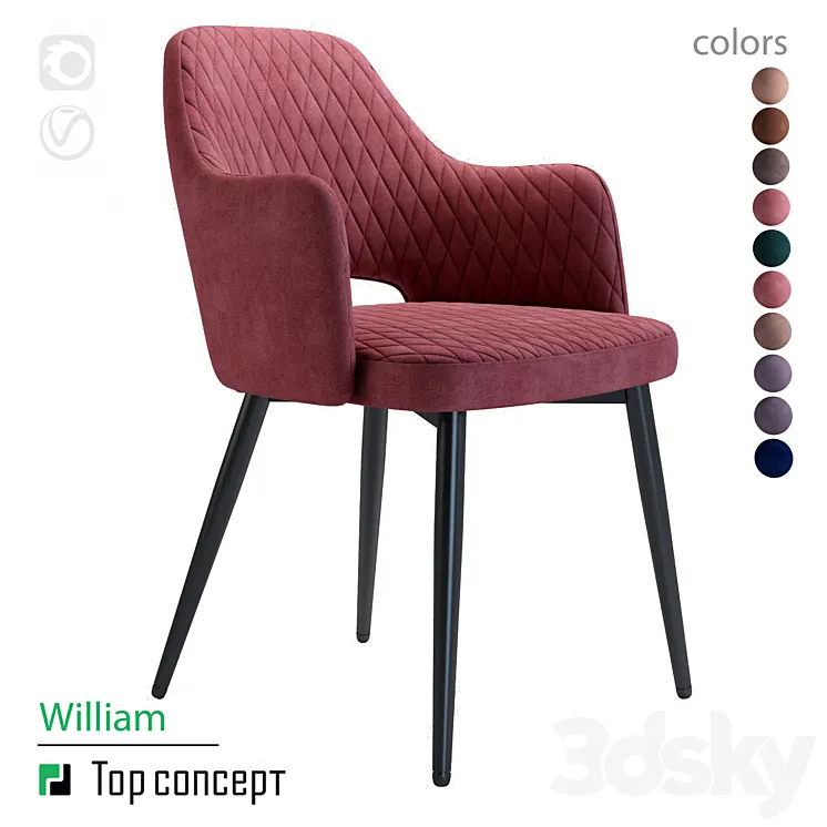 William chair with armrests (rhombus) 3DS Max