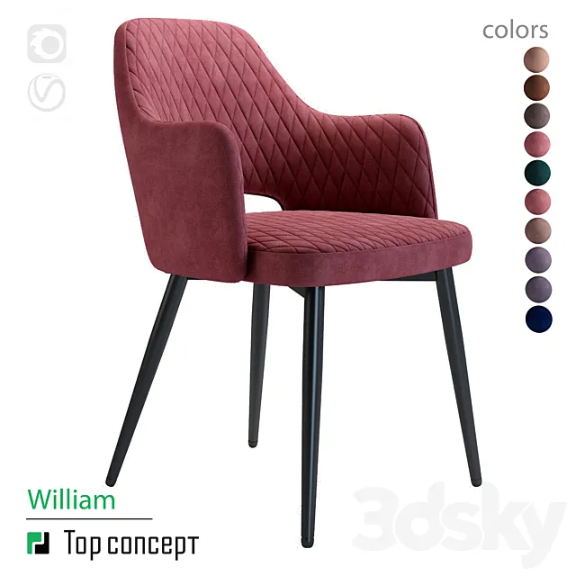 William chair with armrests (rhombus) 3DSMax File