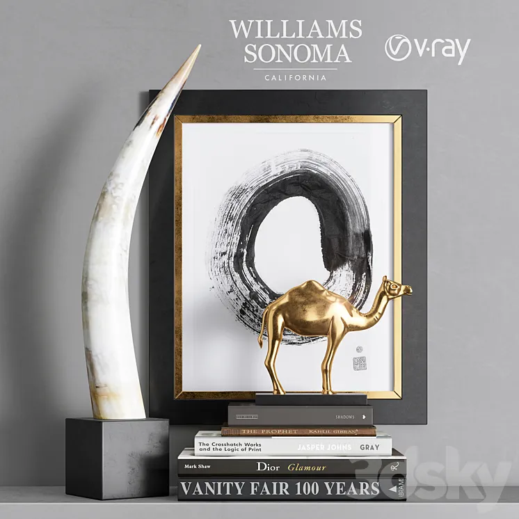 William Sonoma – Yak Horn On Black Stand 3DS Max