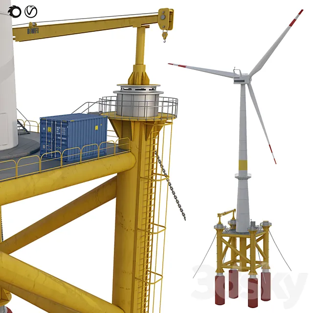 Wind generator industrial marine 3ds Max