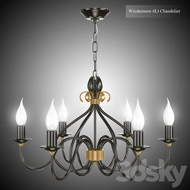 Windermere 6Lt Chandelier 3ds Max