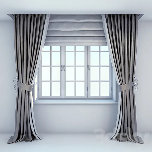Window. curtains and Roman blinds 3DSMax File