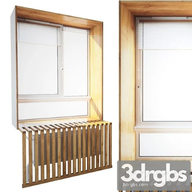Window with wooden slopes 3dsmax Download