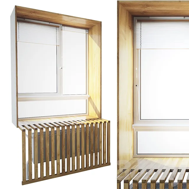 Window with wooden slopes 3DSMax File