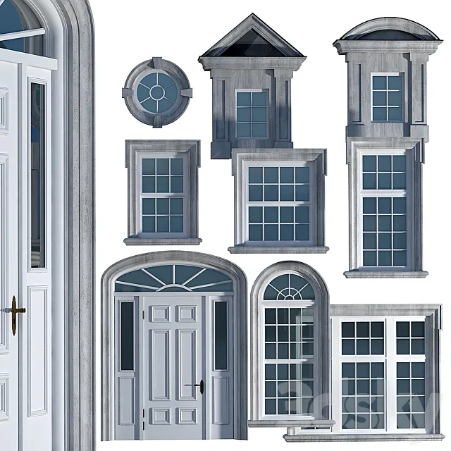 Windows and doors in the British classical style 3ds Max