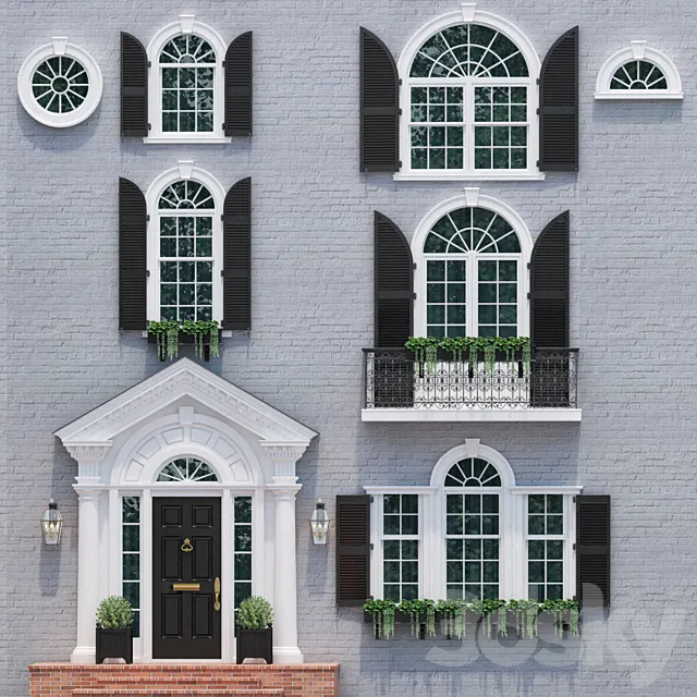 Windows and doors in the style of English classics 1 3DS Max Model