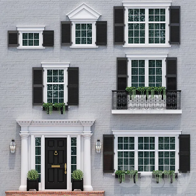 Windows and doors in the style of English classics 4 3DS Max Model