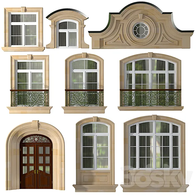 Windows and doors in the style of modern classics 3DS Max Model