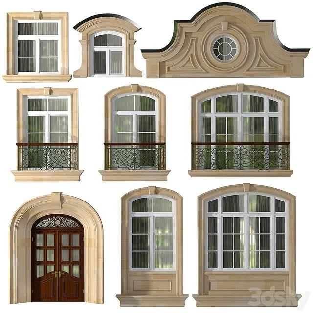 Windows and doors in the style of modern classics 3dsMax Model