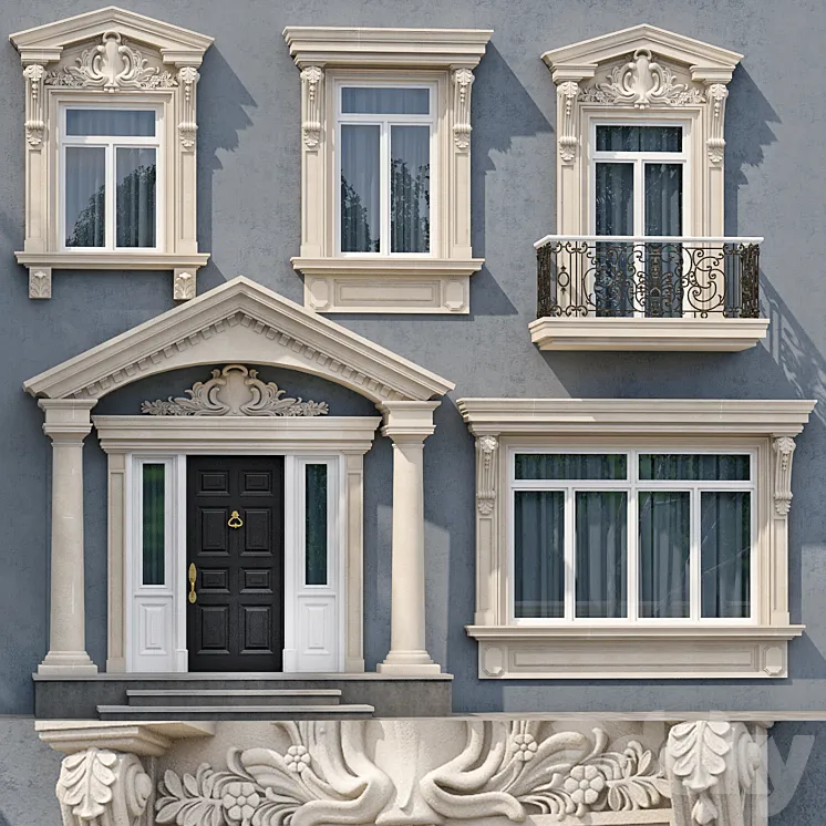 Windows and doors in the style of modern classics 5 3DS Max