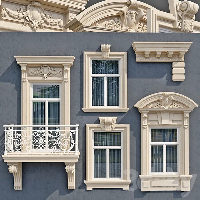 Windows in the style of modern classic 6 3DSMax File