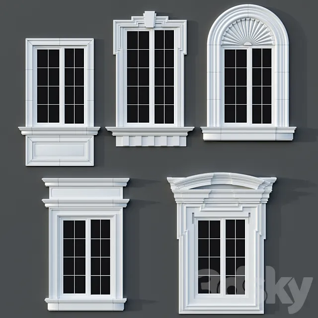 Windows in the style of modern classics 01 3DS Max Model