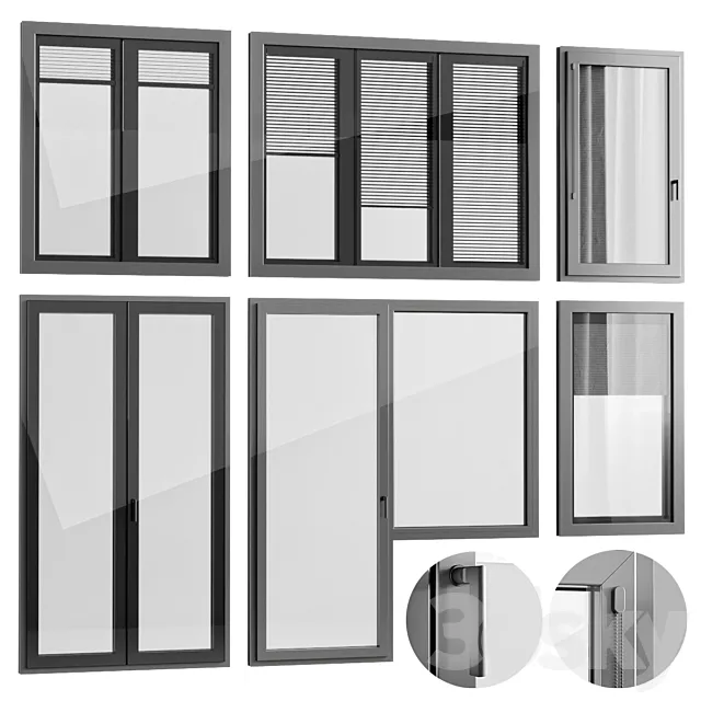 Windows with built-in blinds Finstral 3DS Max Model