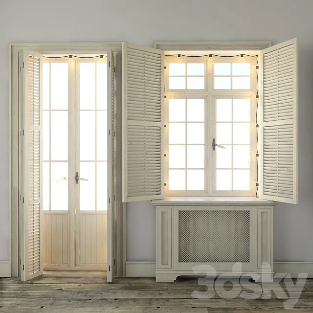 Windows with shutters and backlighting 3DS Max Model